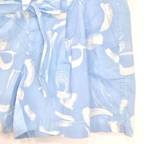 A New Day Light Blue White Abstract Brush stroke Dash Waist Bermuda Shorts - Picture 9 of 11